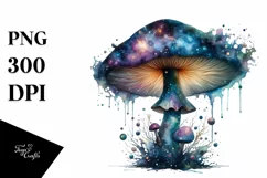 Glossy Mushroom Watercolor Splash PNG Product Image 1