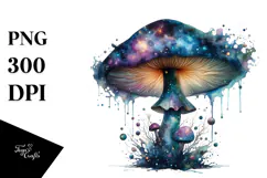 Glossy Mushroom Watercolor Splash PNG Product Image 1
