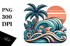 Vintage Tropical Waves PNG Product Image 1