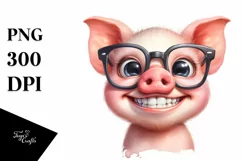 Funny Pig Portrait in es Clipart Product Image 3