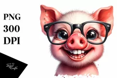 Funny Pig Portrait in es Clipart Product Image 3