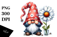 Happy Gnome with Daisy, Transparent PNG Product Image 1