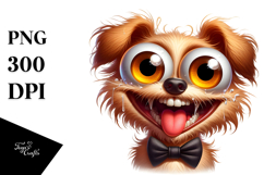Whimsical Cartoon Dog with Bow Tie PNG Product Image 1