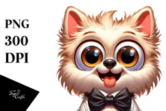 Whimsical Cartoon Dog with Bow Tie PNG Product Image 1