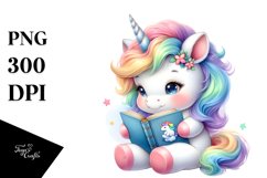 Baby Unicorn Reading | Clipart Product Image 3
