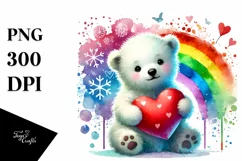 Baby Polar Bear with Heart PNG Product Image 1