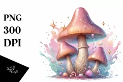Detailed Pastel Glossy Magical Mushroom PNG Product Image 1