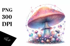 Detailed Pastel Glossy Magical Mushroom PNG Product Image 1