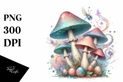 Detailed Pastel Glossy Magical Mushroom PNG Product Image 1