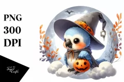 Cute Baby Macaw on Halloween Cloud PNG Product Image 1