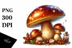 Shiny Mushroom Watercolor Splash PNG Product Image 1