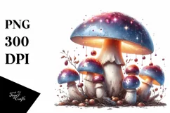 Shiny Mushroom Watercolor Splash PNG Product Image 1