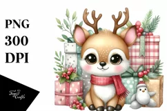Deer in Front of Presents PNG Product Image 1