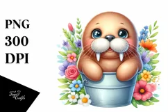 Colorful Walrus in Bucket | Clipart Product Image 1
