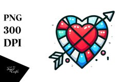 Stained Heart with Arrow, PNG Product Image 1