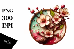 Wooden Stained Cherry Blossom | Clipart Product Image 1
