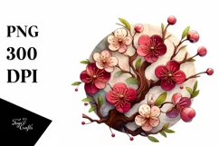 Wooden Stained Cherry Blossom | Clipart Product Image 3