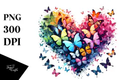 Heart with Butterflies Silhouettes PNG Product Image 1