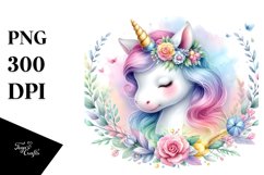Colorful Baby Unicorn Watercolor Clipart Product Image 1