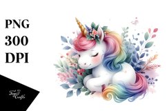 Colorful Baby Unicorn Watercolor Clipart Product Image 3