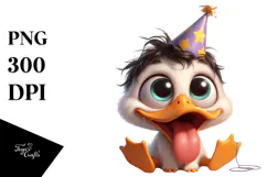 Goofy Duck with Party Hat PNG Product Image 1