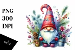 Washed Vibrant Christmas Gnome, High Resolution PNG Product Image 1