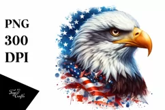 Detailed Watercolor Patriotic Bald Eagle Clipart Product Image 3