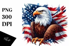 Detailed Watercolor Patriotic Bald Eagle Clipart Product Image 3