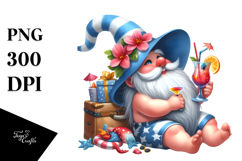 Gnome Drinking Cocktail, Watercolor Painting Product Image 1