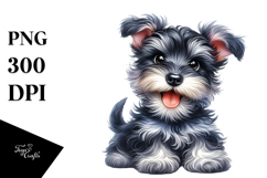 Watercolor Baby Miniature Schnauzer PNG Product Image 1
