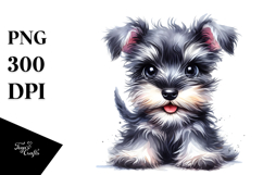 Watercolor Baby Miniature Schnauzer PNG Product Image 1