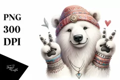 Boho Funny Cute Polar Bear Smiling | Love Sign | Watercolor Product Image 3