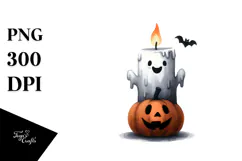 Funny Candle Halloween Clipart PNG Product Image 1