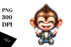 Energetic Baby Monkey with Punk Look PNG Product Image 1