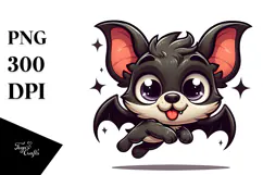 Sparkling Bat Jumping Mid-Air, Transparent PNG Product Image 1
