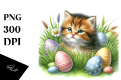 Digital Baby Kitten, Easter Eggs PNG Product Image 1