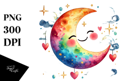 Smiling Moon Hearts PNG Product Image 1