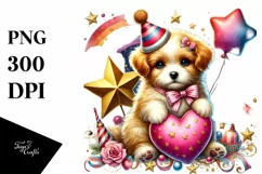 Adorned Puppy with Big Heart PNG Product Image 1
