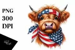 Enthusiastic Highland Cow with Bandana Clipart Product Image 3
