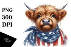 Enthusiastic Highland Cow with Bandana Clipart Product Image 3