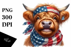Enthusiastic Highland Cow with Bandana Clipart Product Image 3