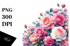 Vibrant Pink Roses | Sublimation | Clipart Product Image 1