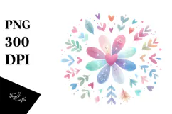 Simple Boho Flower with Heart Petals PNG Product Image 1