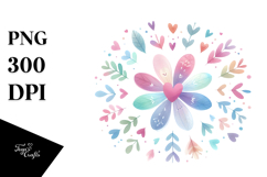 Simple Boho Flower with Heart Petals PNG Product Image 1