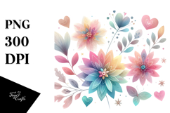 Cute Flower with Heart Petals, Translucent PNG Product Image 1