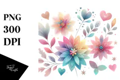Cute Flower with Heart Petals, Translucent PNG Product Image 1
