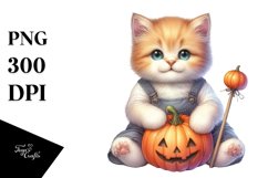 Cute Baby Sitting with Halloween Pumpkin, Sublimation PNG Product Image 3
