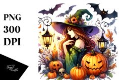 Witch for Halloween Watercolor Clipart Product Image 3