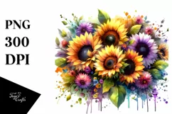 Colorful Rainbow with Sunflowers PNG Product Image 3