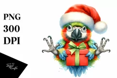 Cute Baby Macaw with Santa Hat PNG Product Image 3